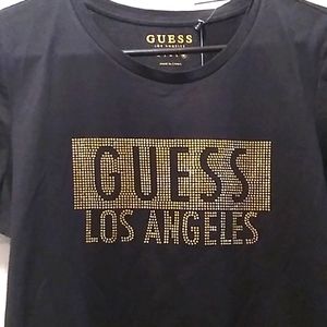 Nwt Guess Black& Gold Sequin Top (XL)